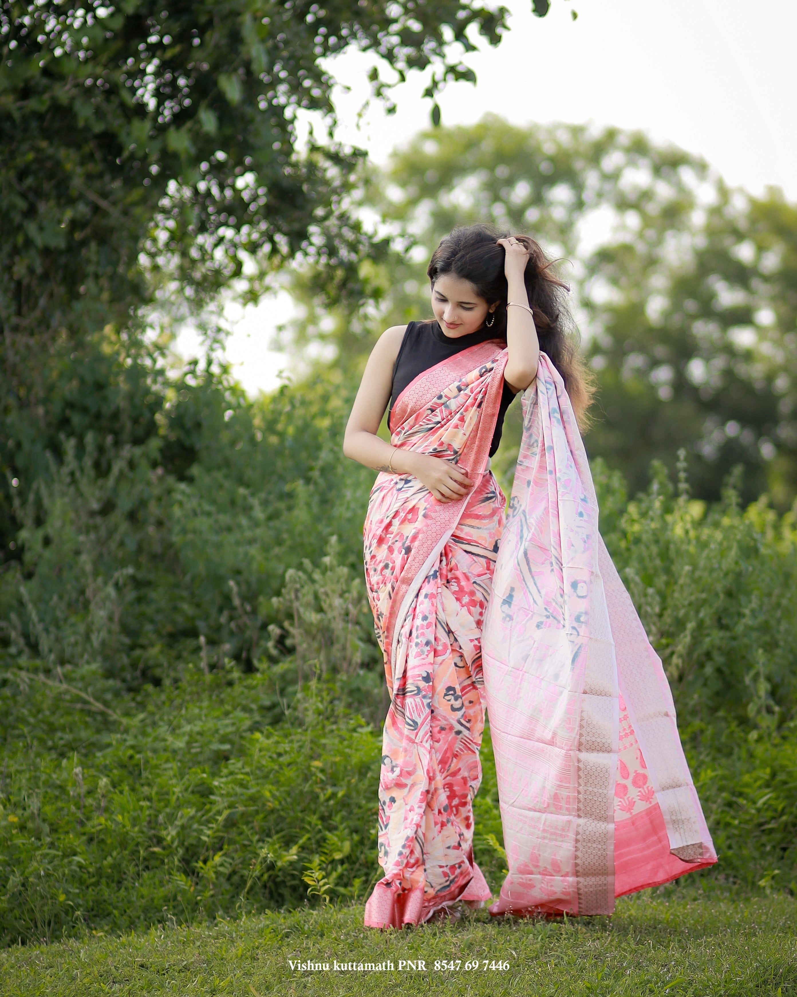 Carrot Pink Dola Silk Saree