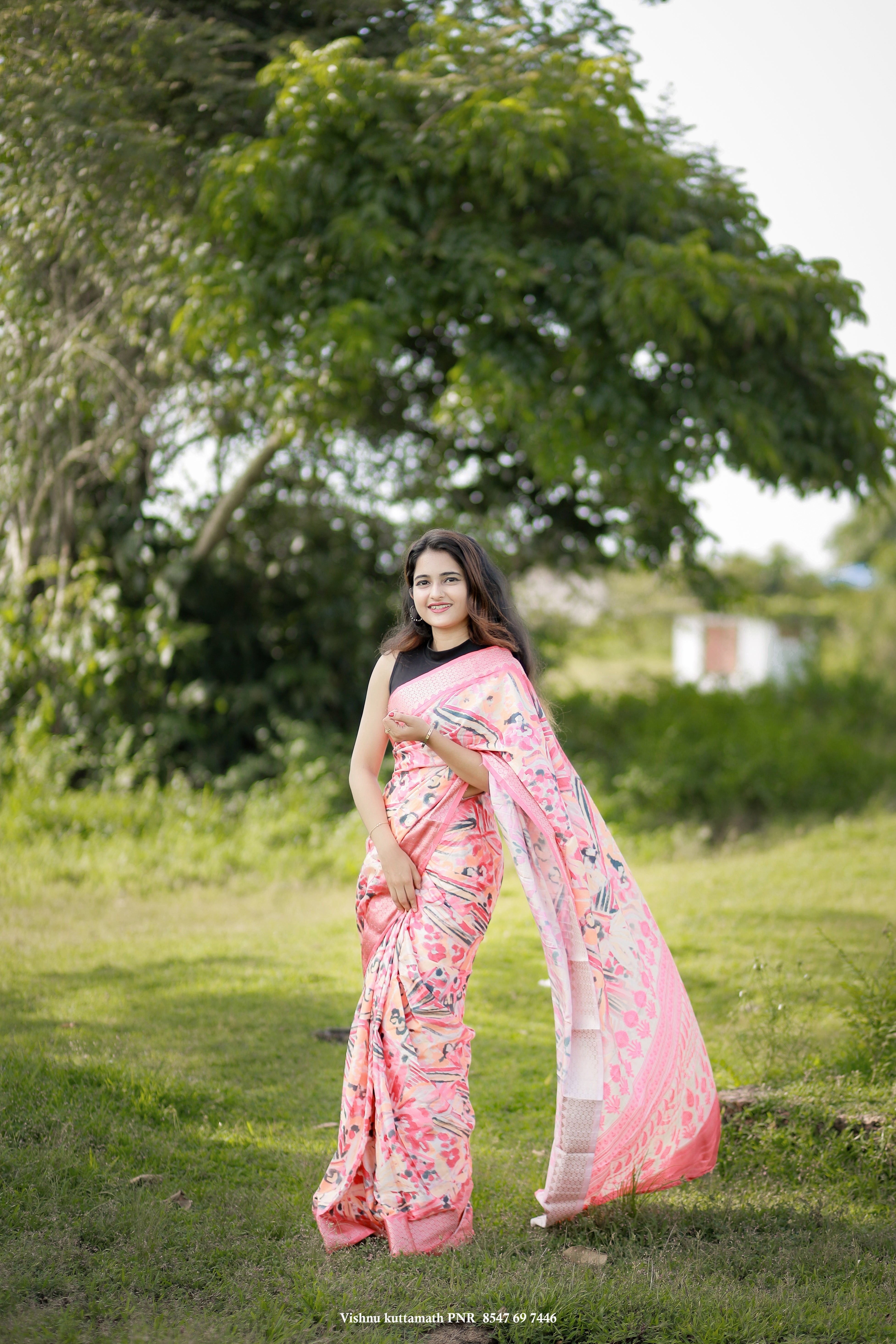 Carrot Pink Dola Silk Saree