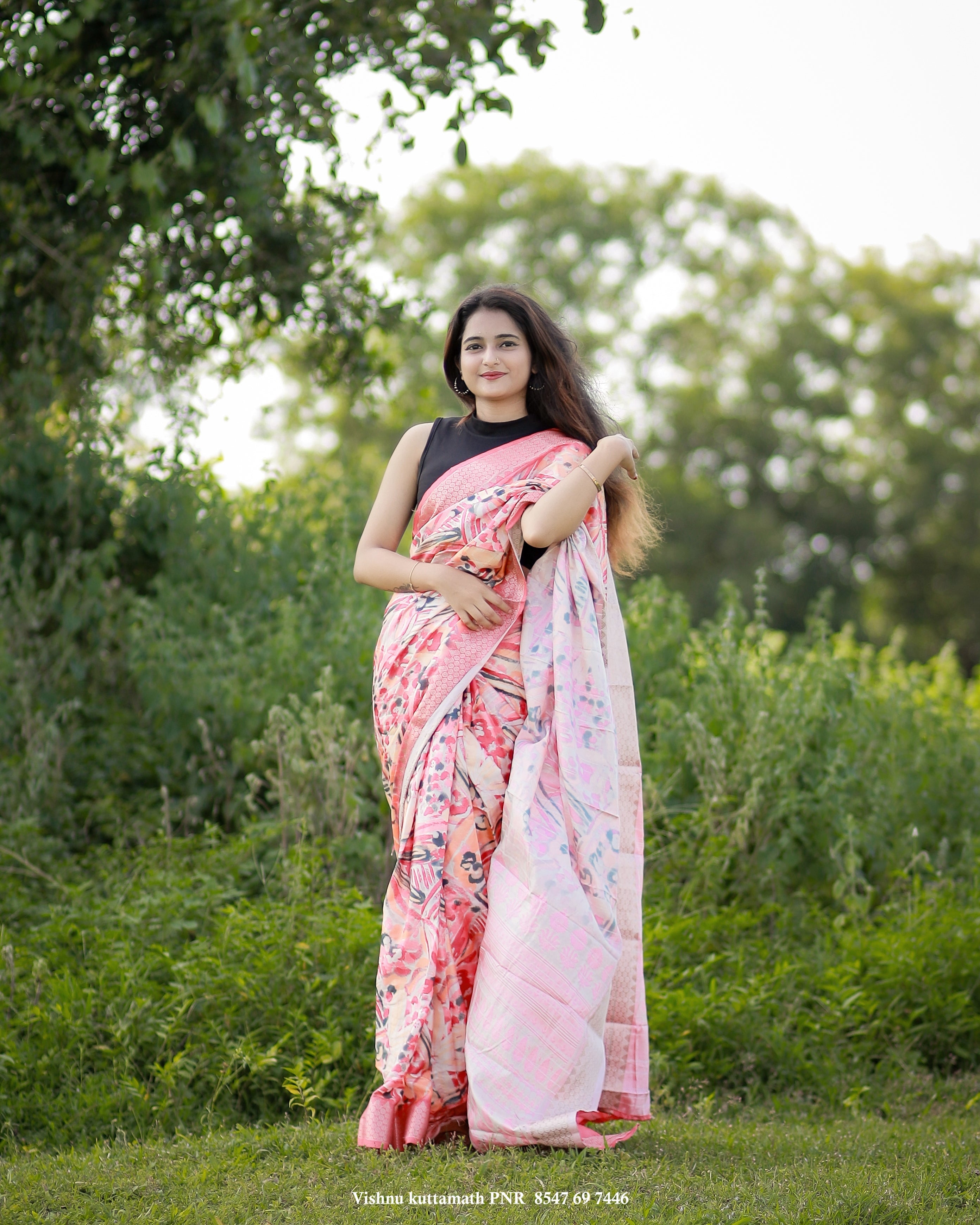 Carrot Pink Dola Silk Saree