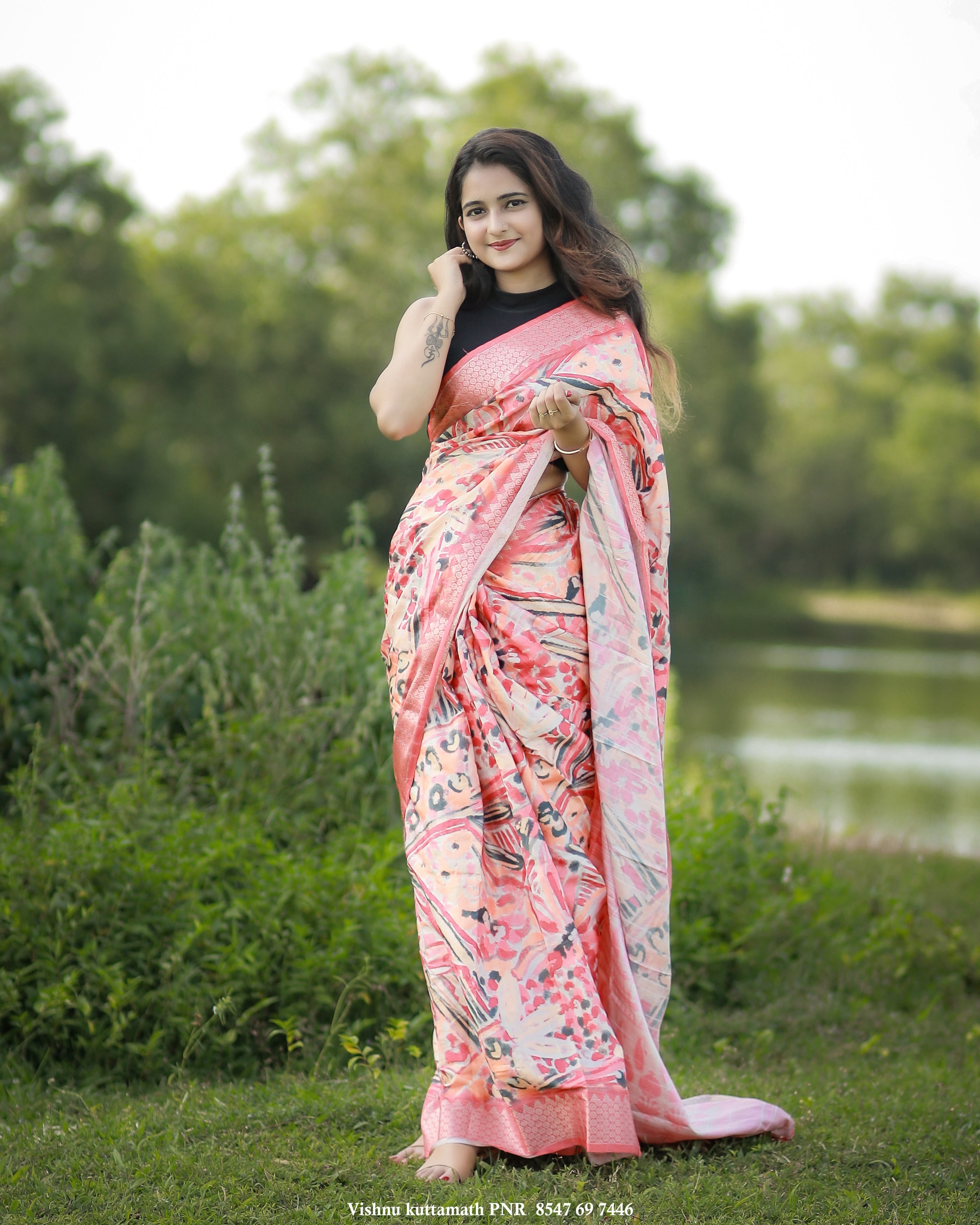 Carrot Pink Dola Silk Saree