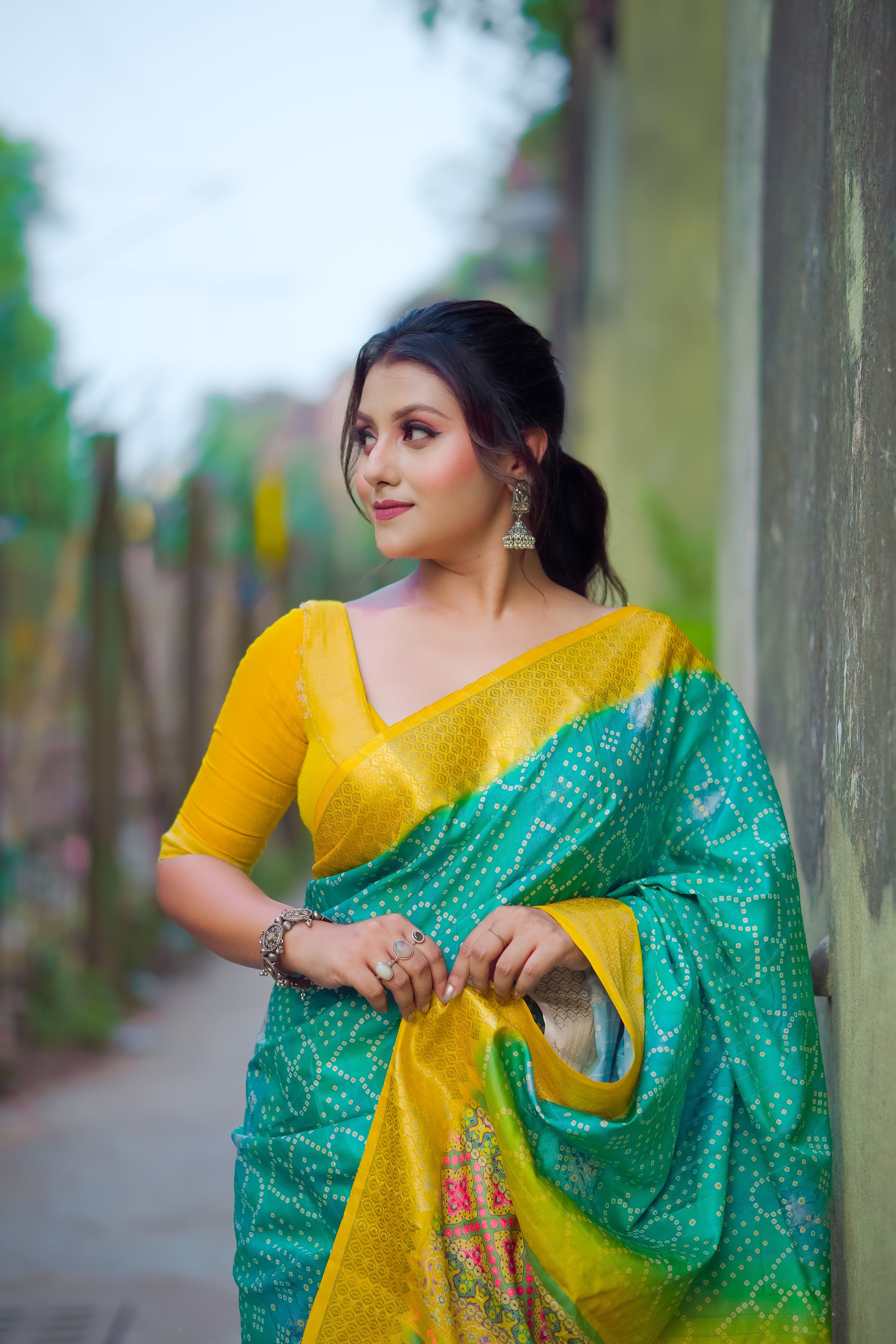 Green Yellow Silk Saree