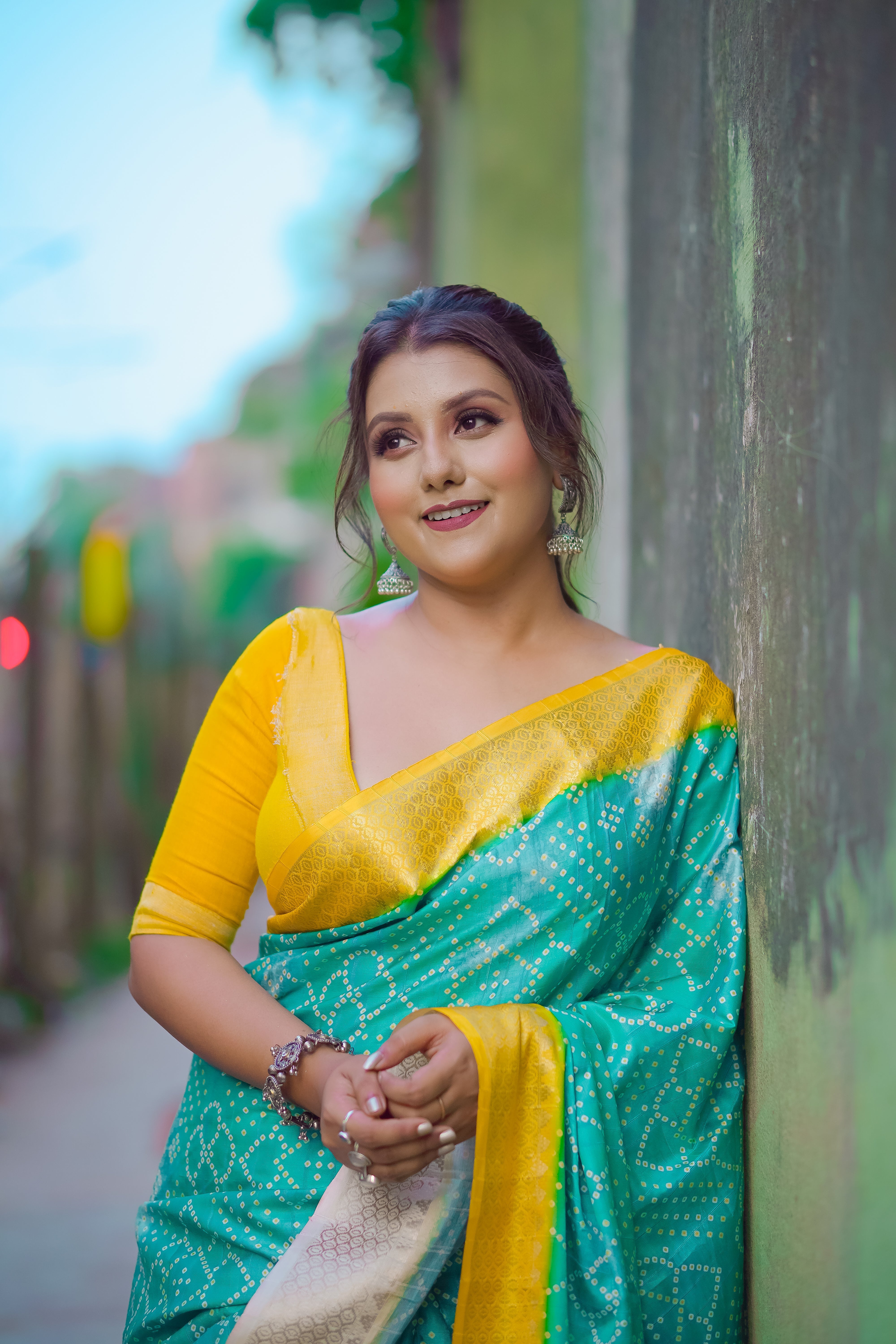 Green Yellow Silk Saree