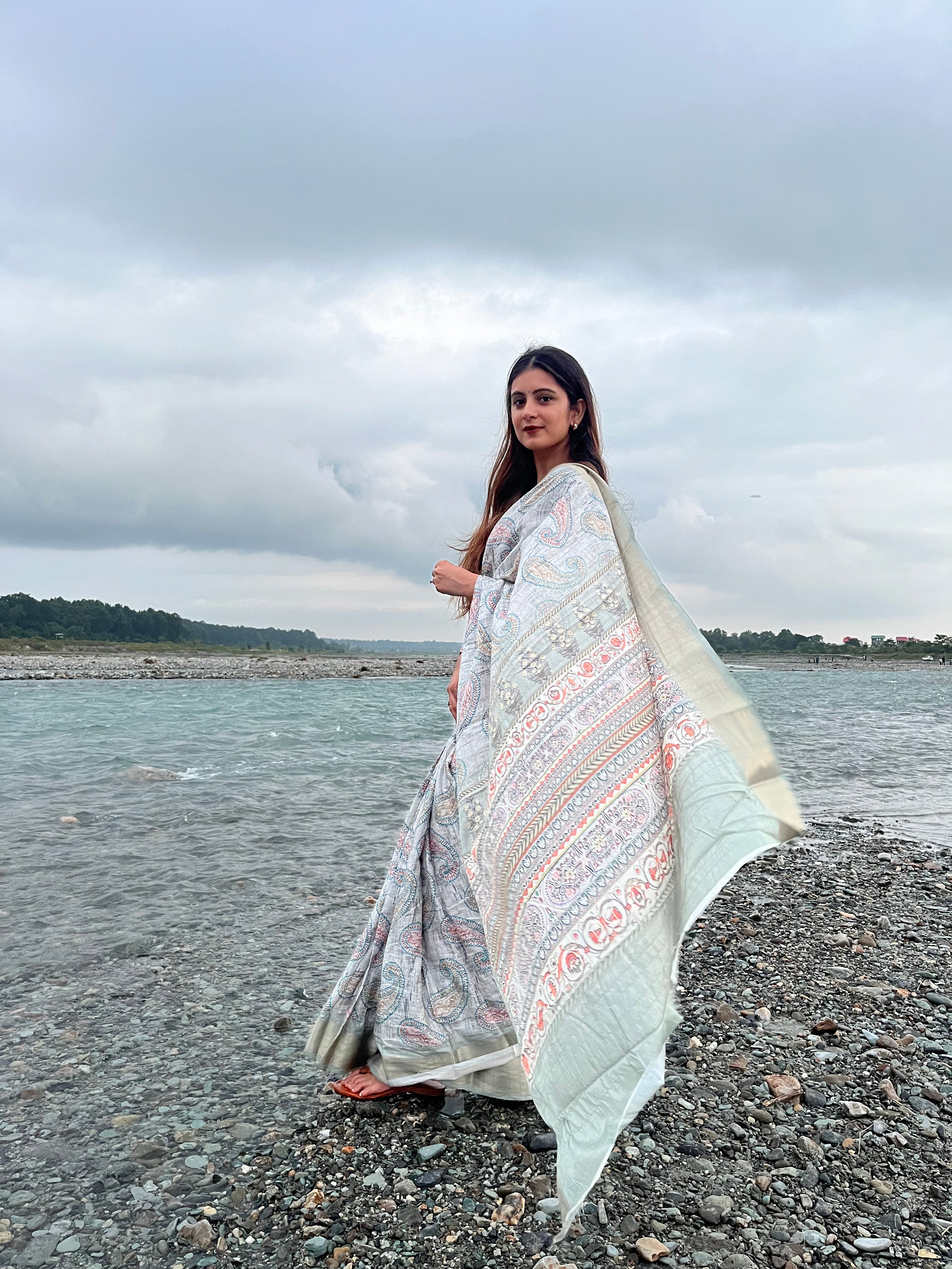 Grey Colour Silk Saree