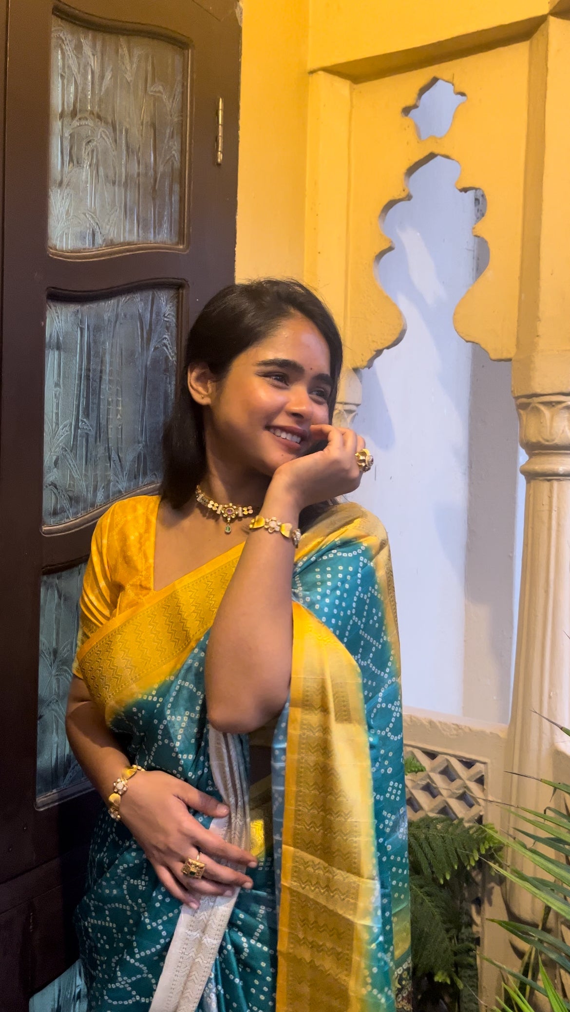 Green Yellow Silk Saree