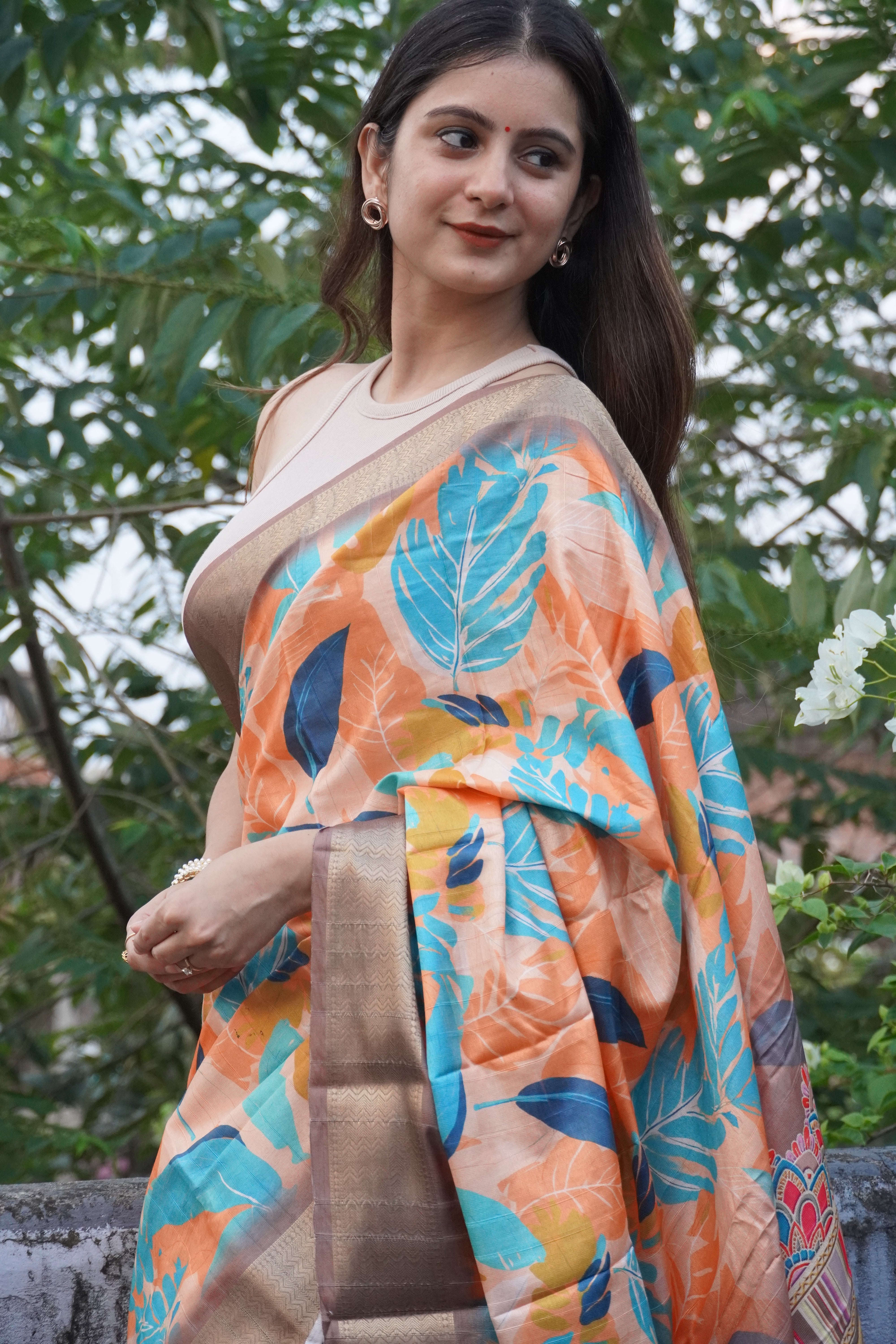 Light Brown Printed Saree