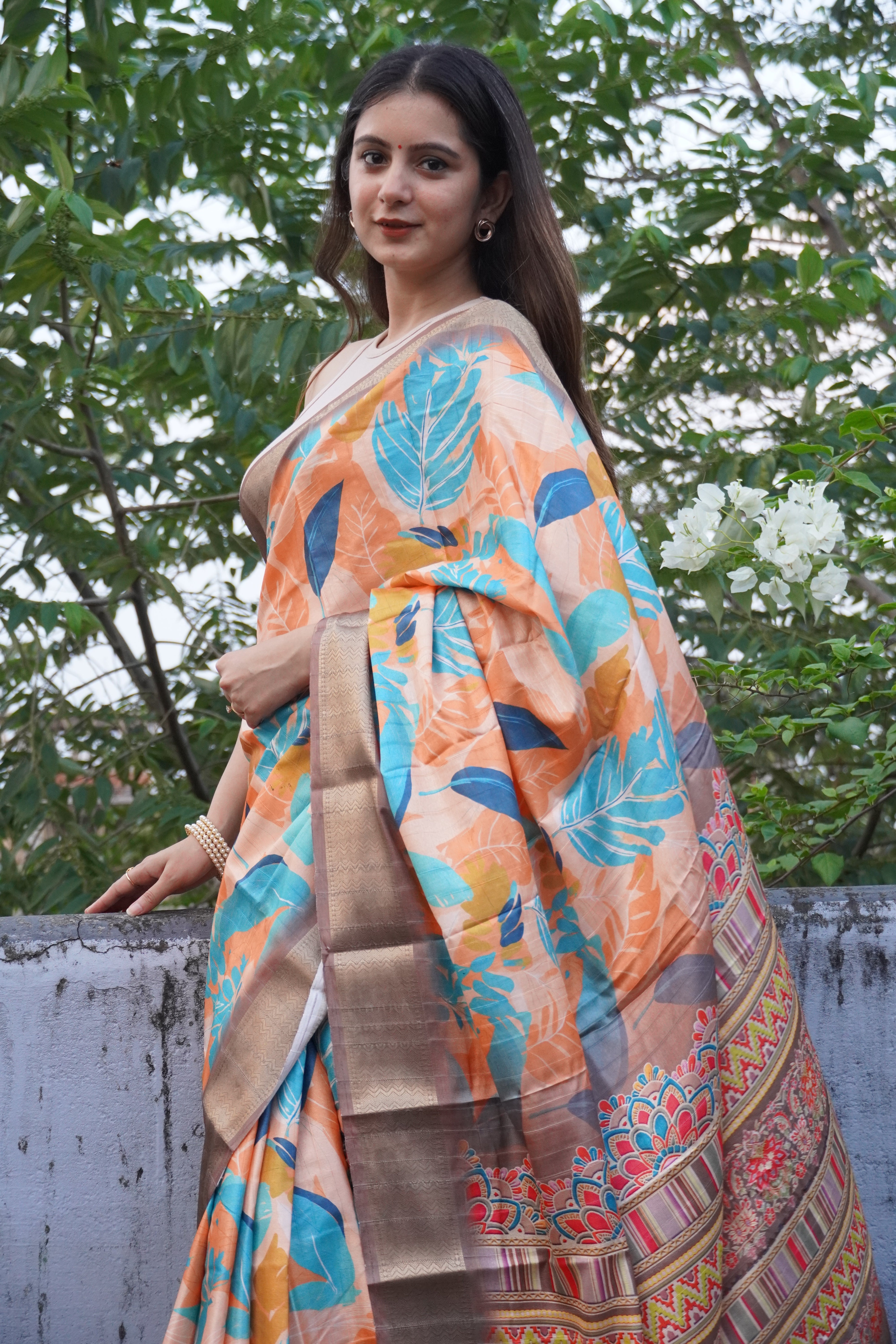 Light Brown Printed Saree