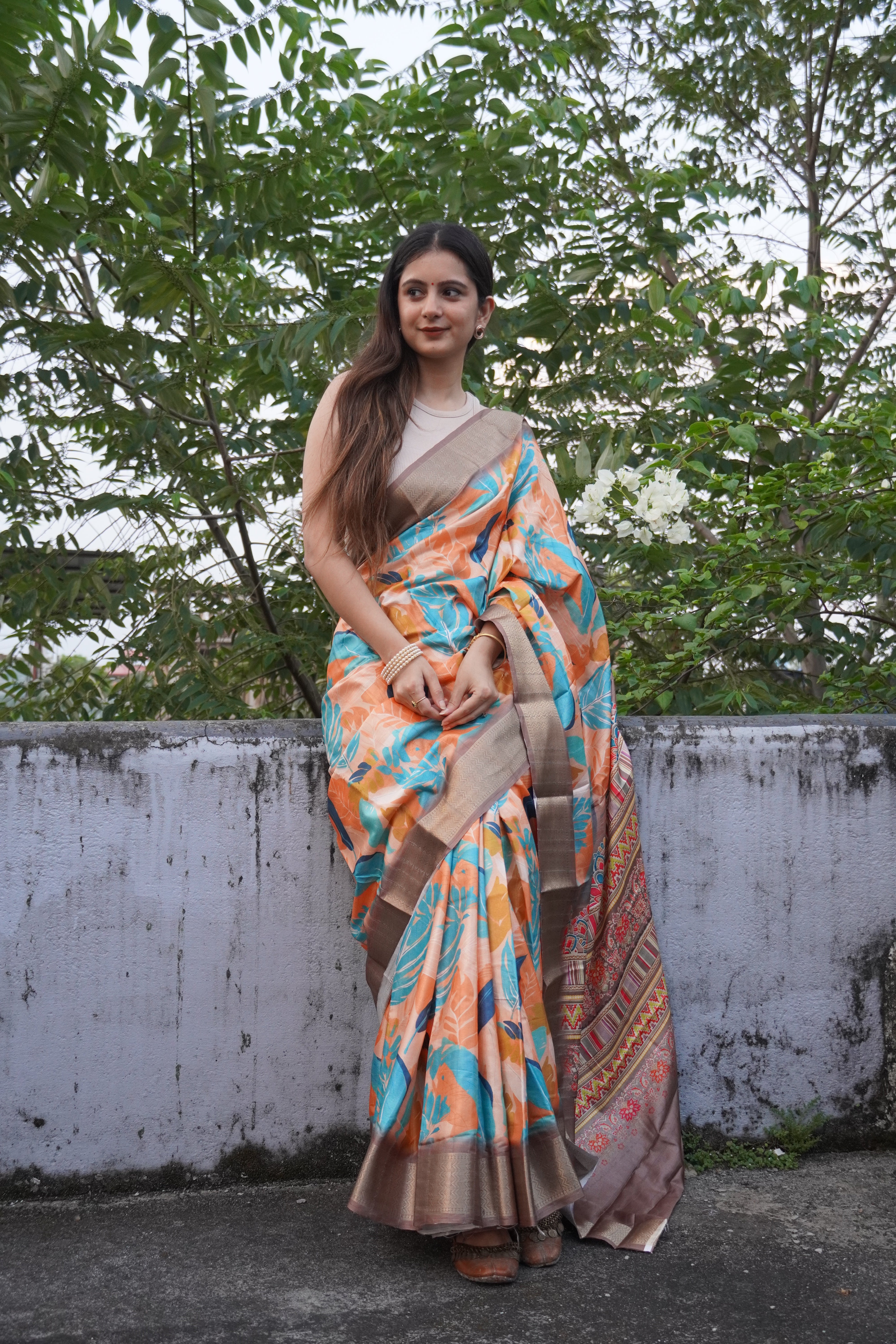 Light Brown Printed Saree