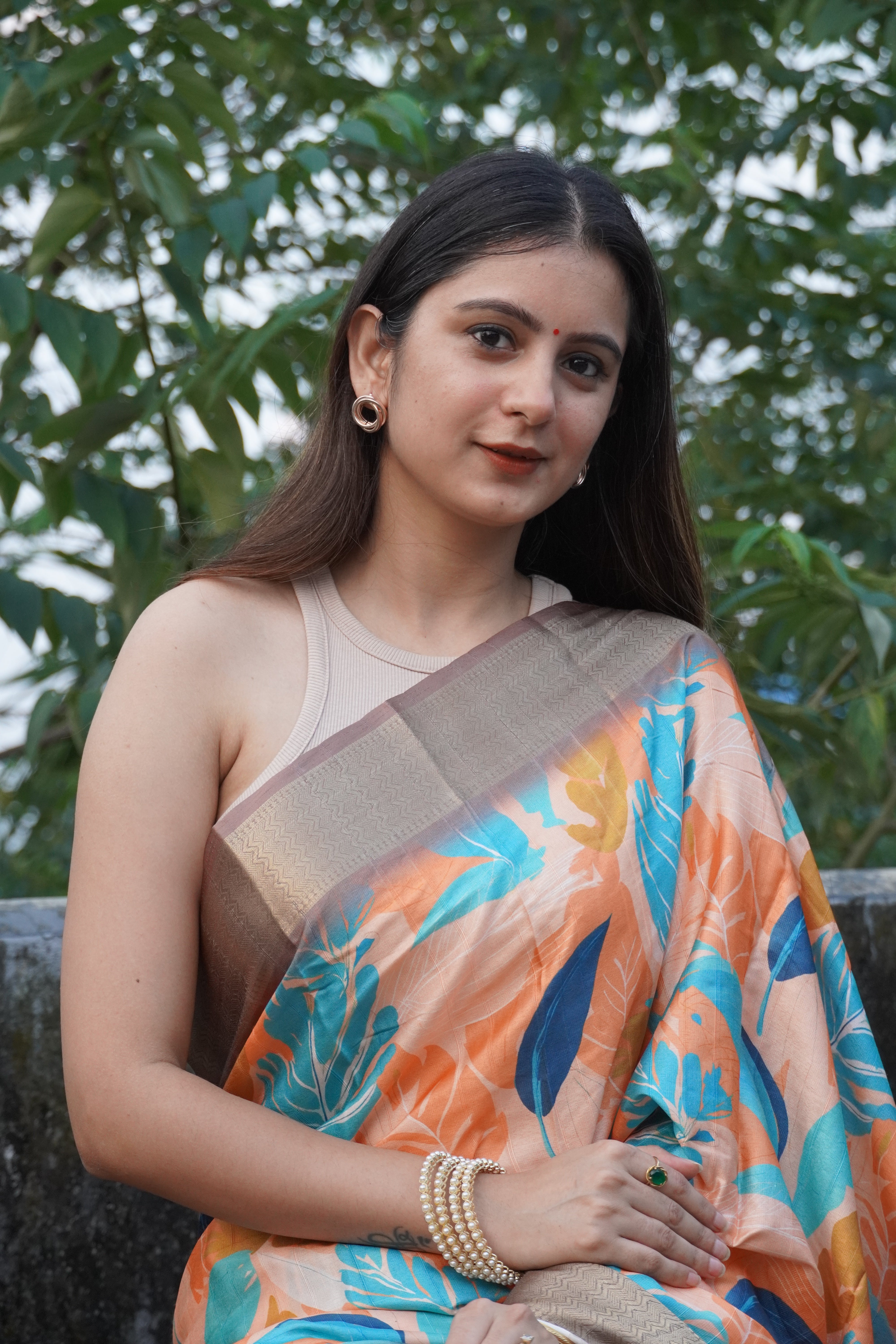 Light Brown Printed Saree