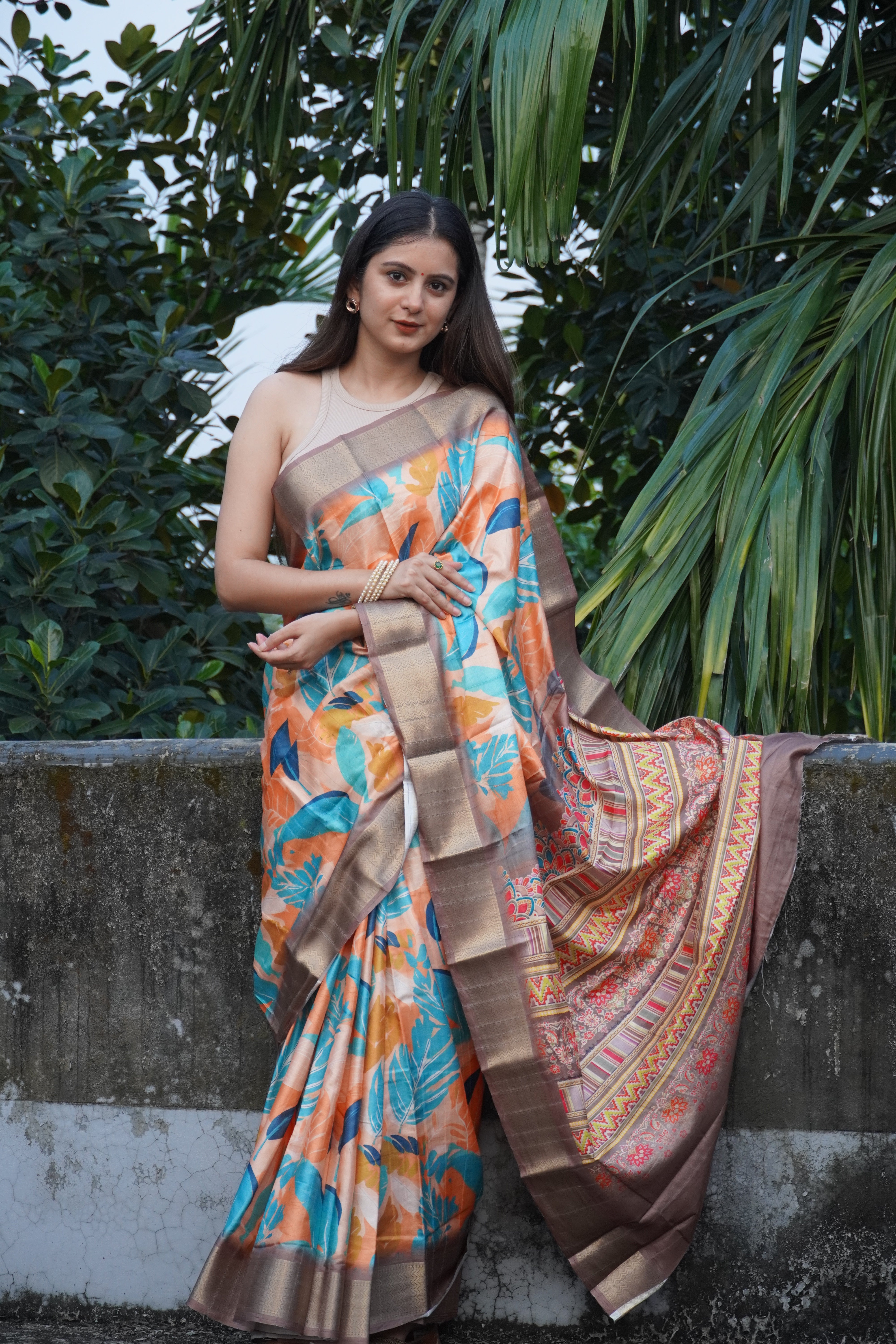 Light Brown Printed Saree