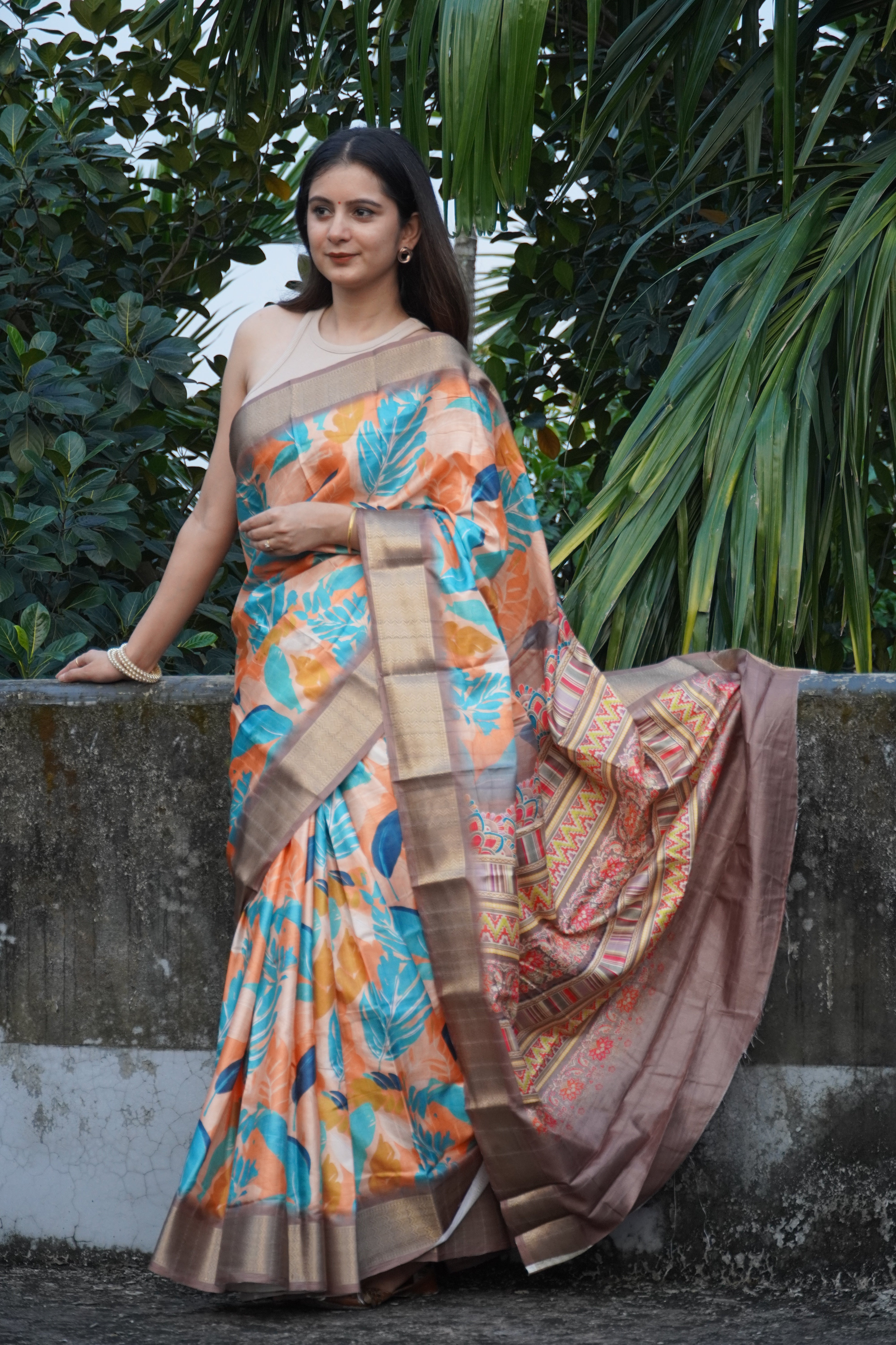 Light Brown Printed Saree