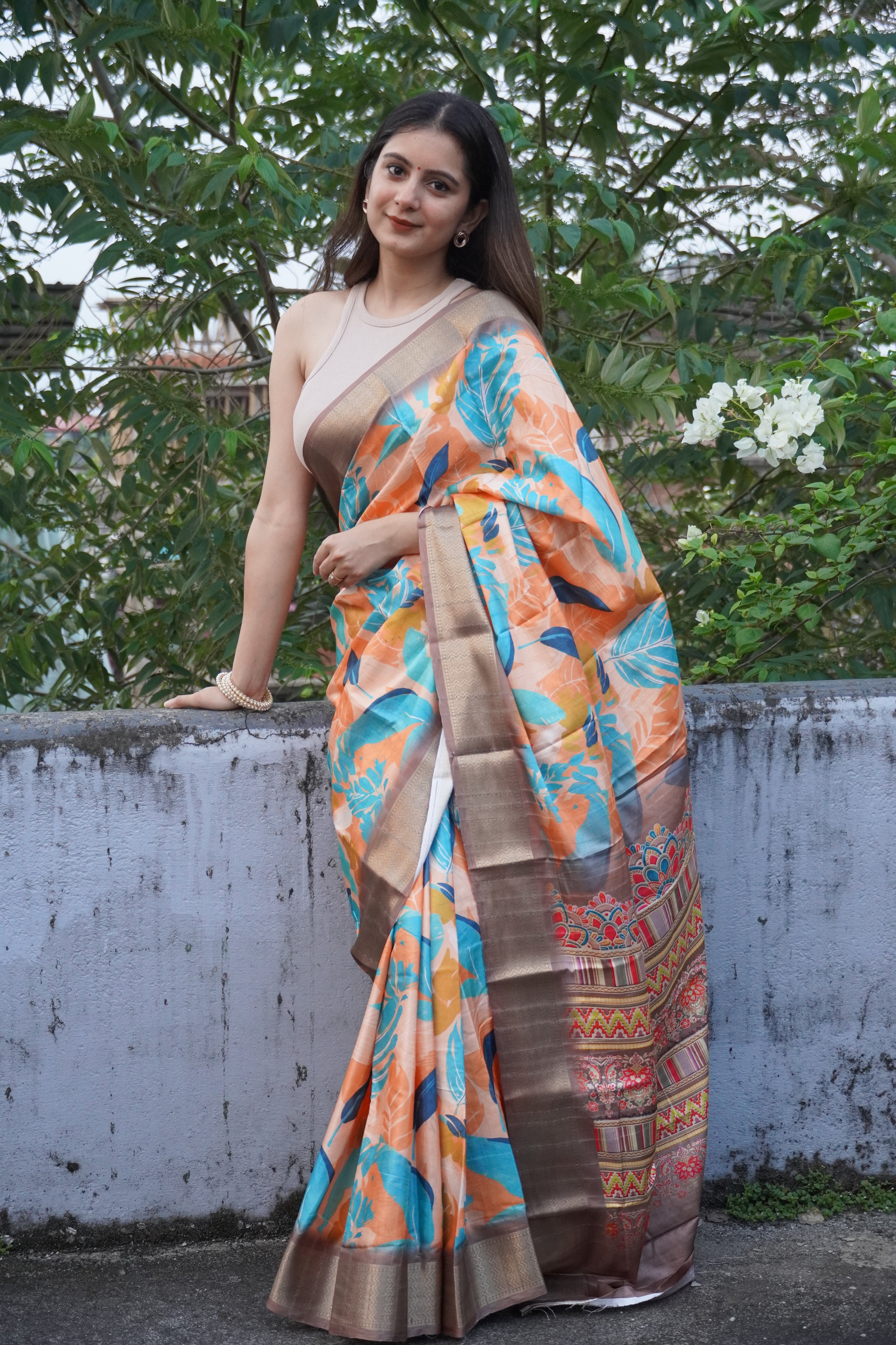 Light Brown Printed Saree