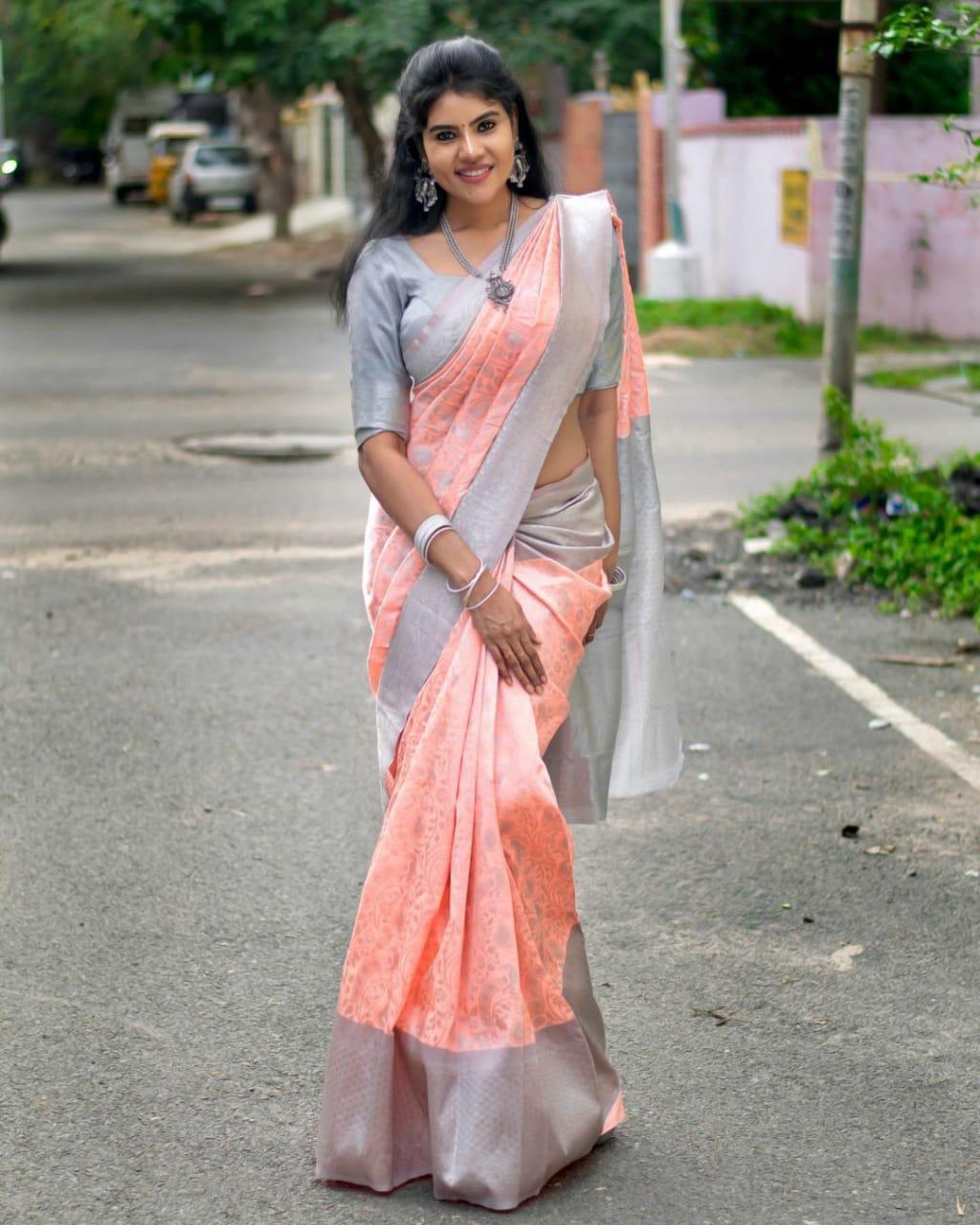 Sensational Pink Soft Silk Saree With Outstanding Blouse Piece