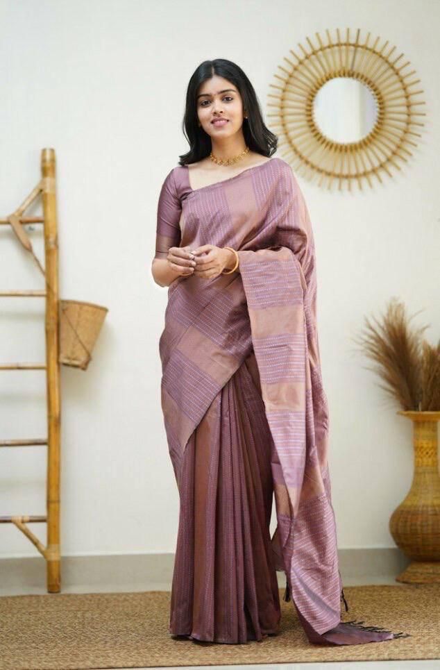 Ratatouille Baby Pink Soft Silk Saree With Vestigial Blouse Piece