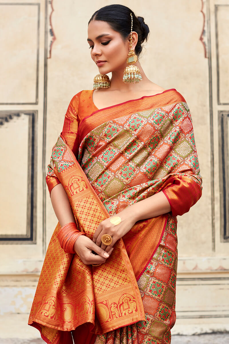 Pretty Red Digital Printed Soft Silk Saree With Amazing Blouse Piece