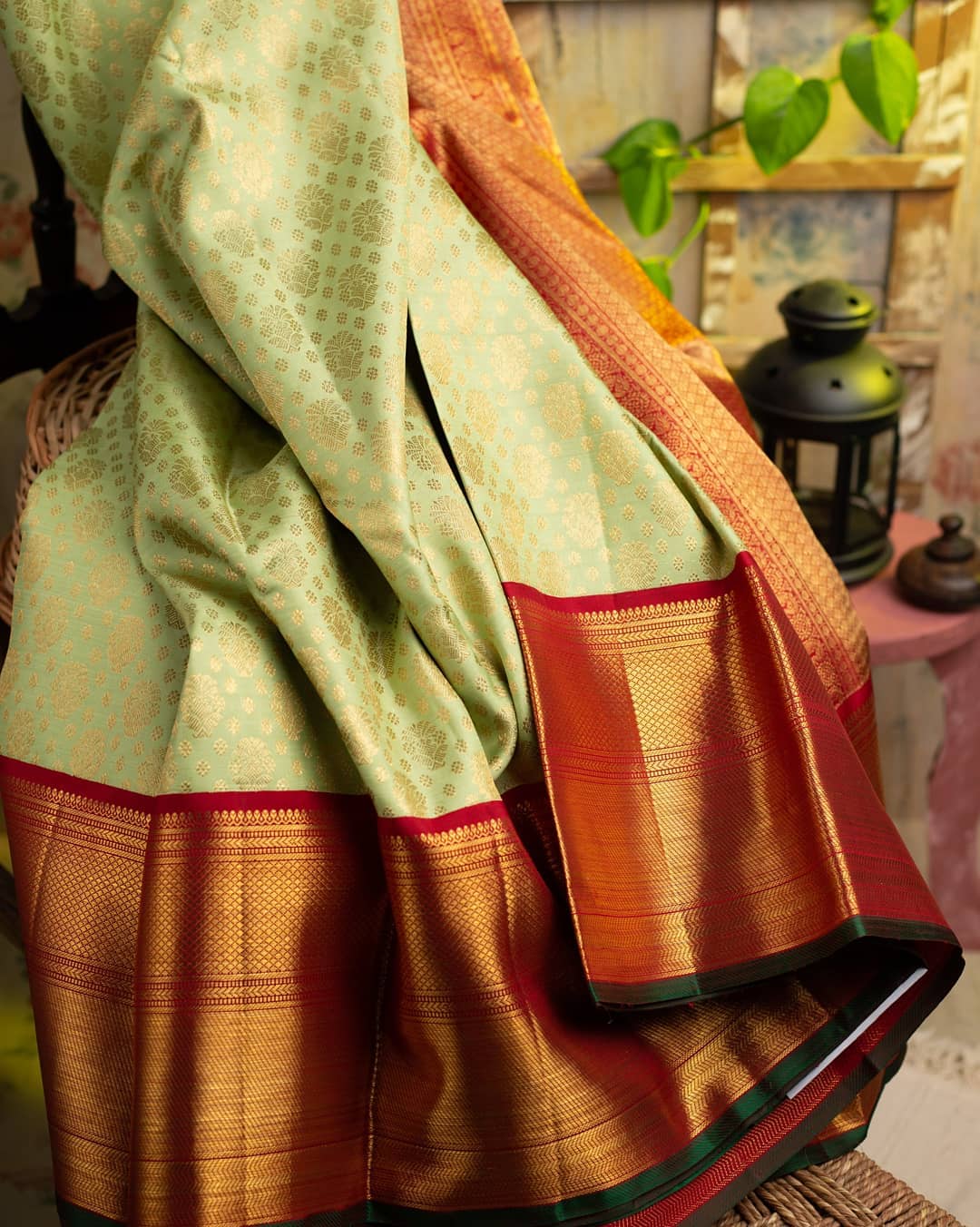 Surpassing Pista Soft Banarasi Silk Saree With Ethnic Blouse Piece