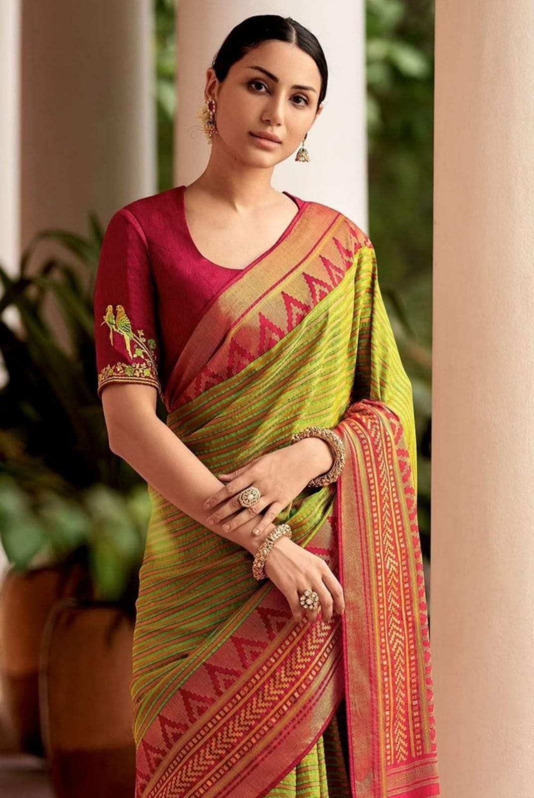 Superb Mehndi Soft Silk Saree With Classic Two Blouse Piece