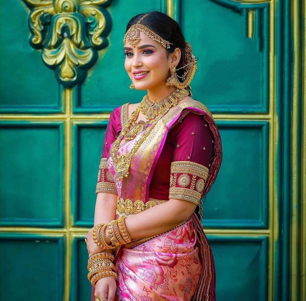 Quintessential Pink Soft Banarasi Silk Saree With Nemesis Blouse Piece