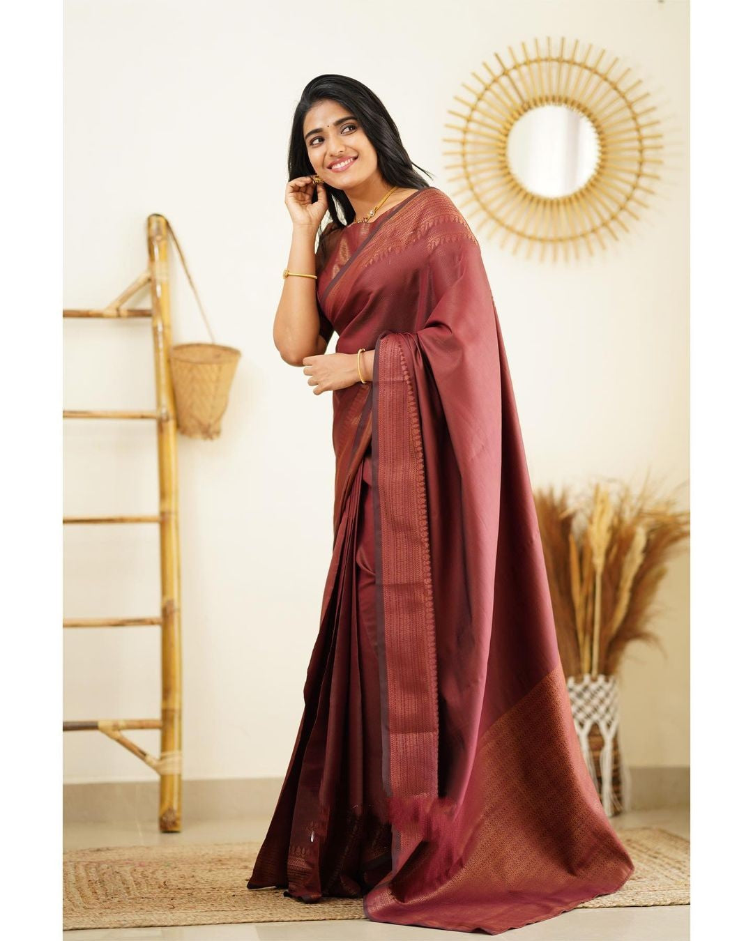 Scrumptious Wine Soft Silk Saree With Improbable Blouse Piece