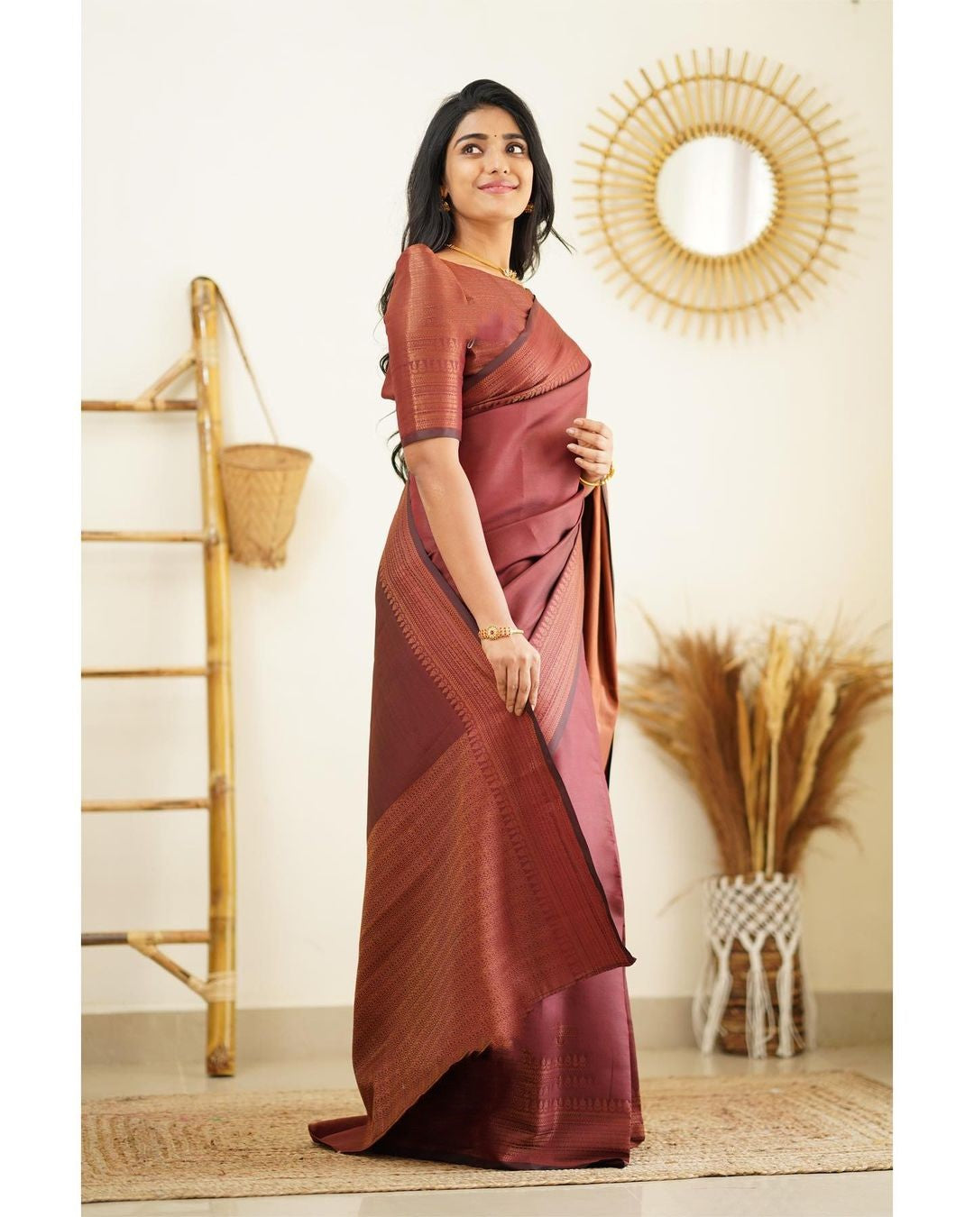 Scrumptious Wine Soft Silk Saree With Improbable Blouse Piece