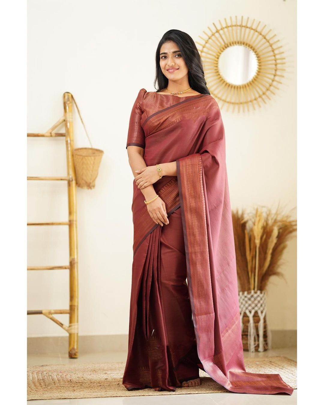 Scrumptious Wine Soft Silk Saree With Improbable Blouse Piece