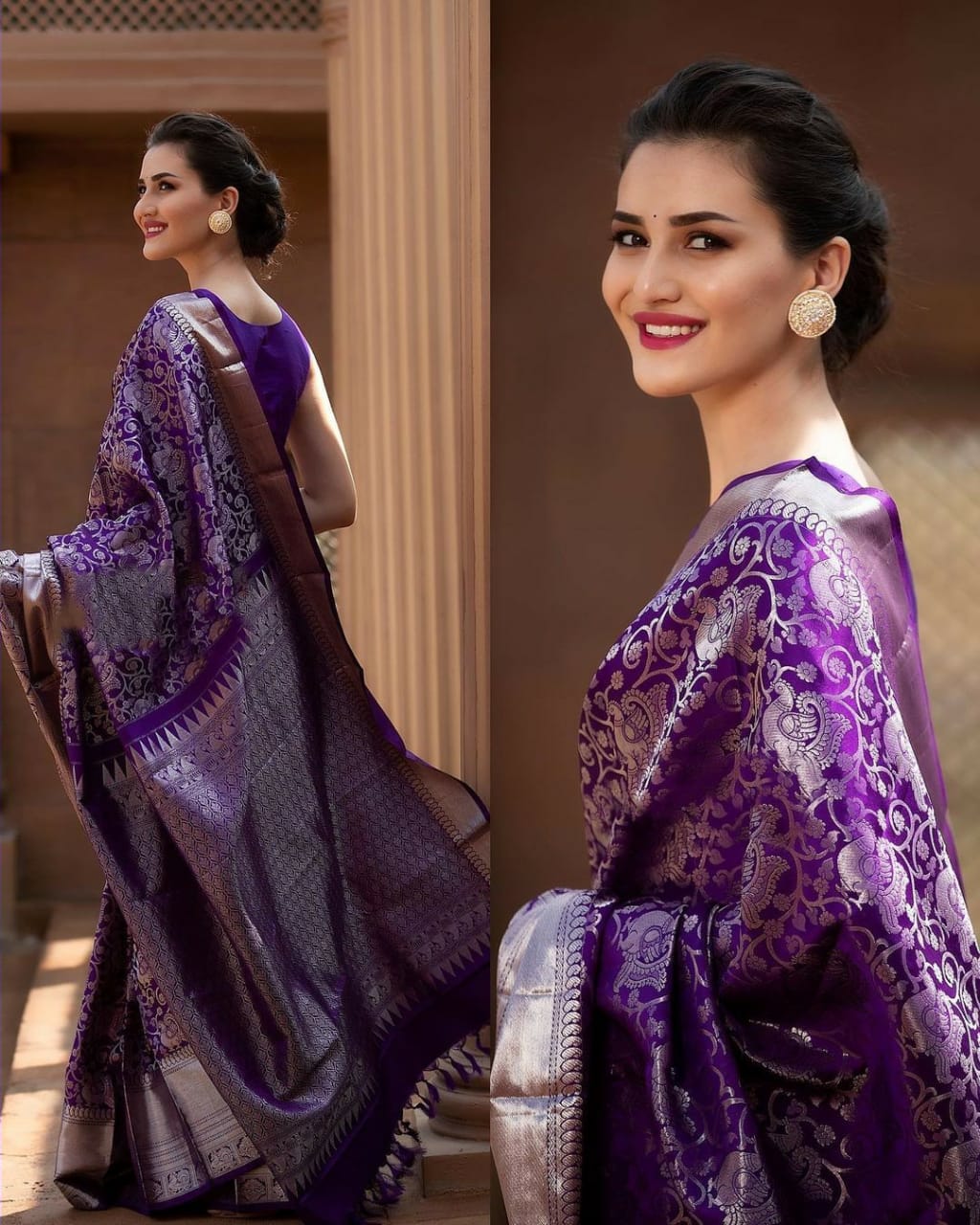 Tremendous Purple Soft Banarasi Silk Saree With Supernal Blouse Piece