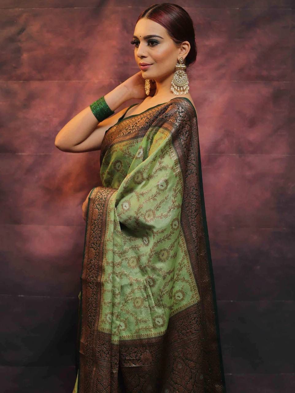 Precious Pista Soft Silk Saree With Smart Blouse Piece