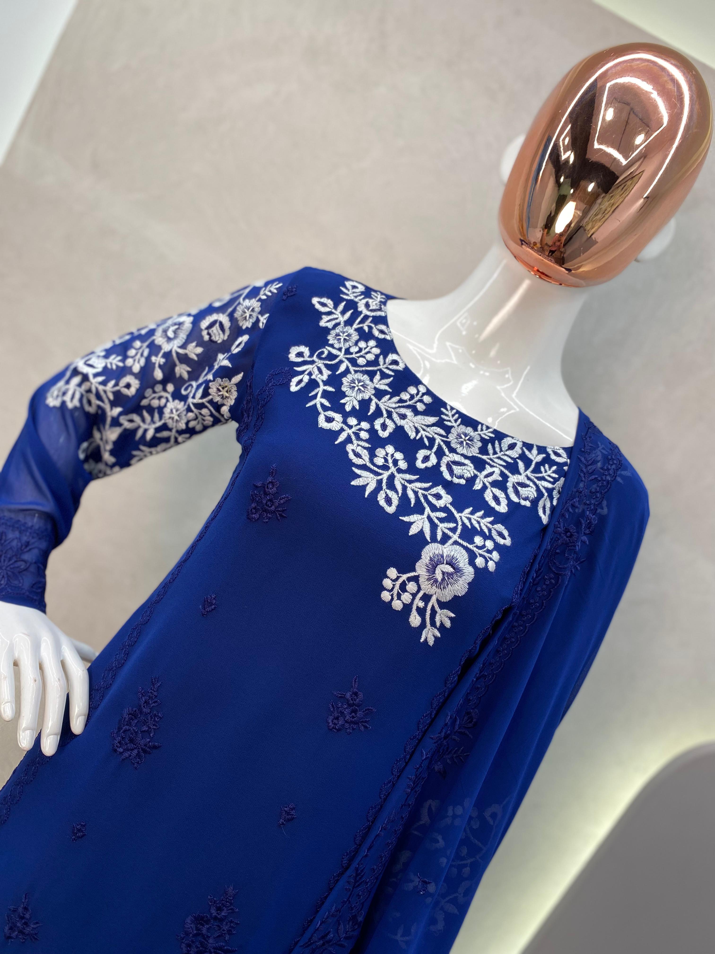 GEORGETTE WITH EMBROIDERY WORK - BLUE