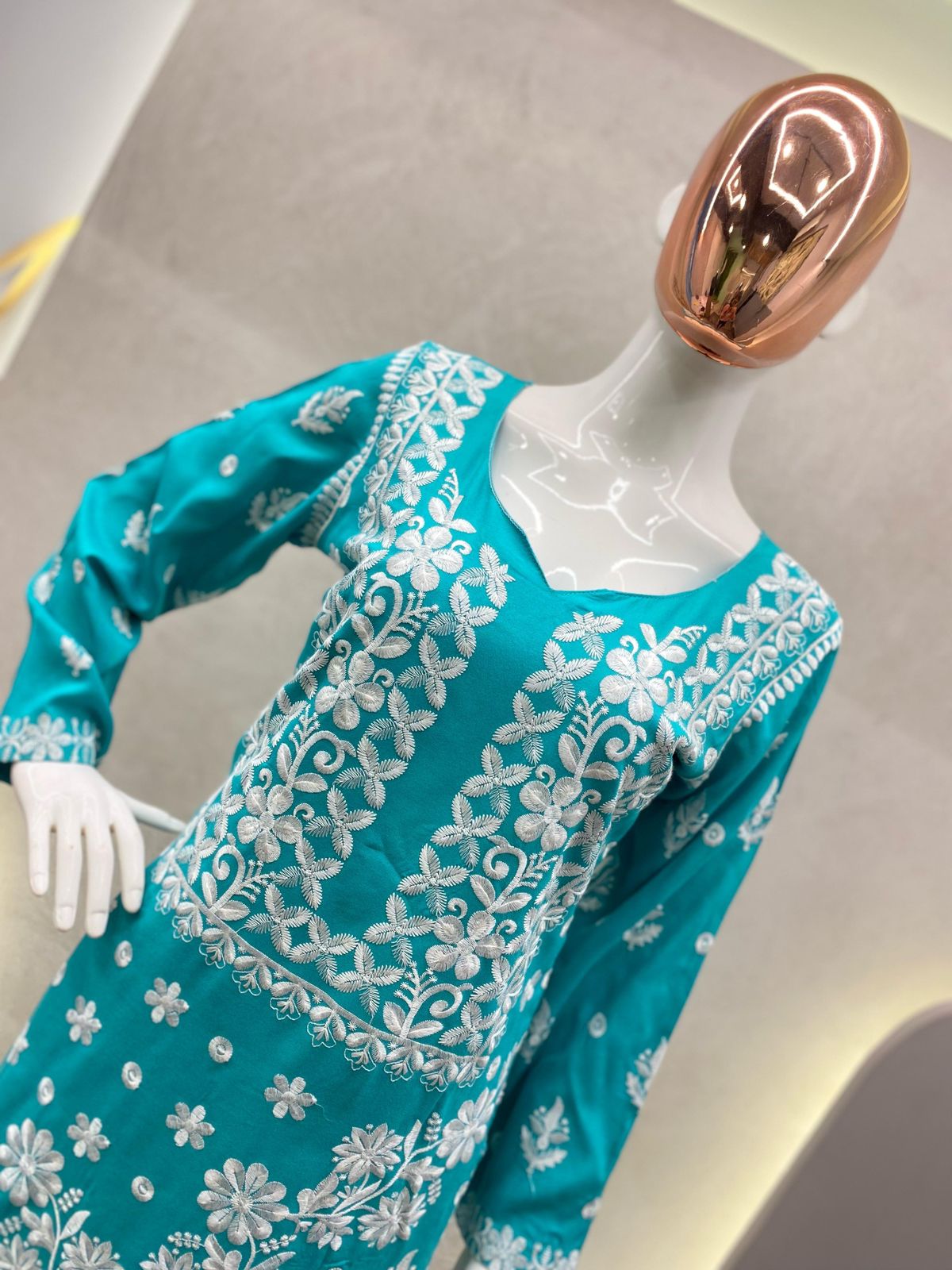 New Trendy Rayon Top with Cotton Thread Embroidery Work and Matching Palazzo