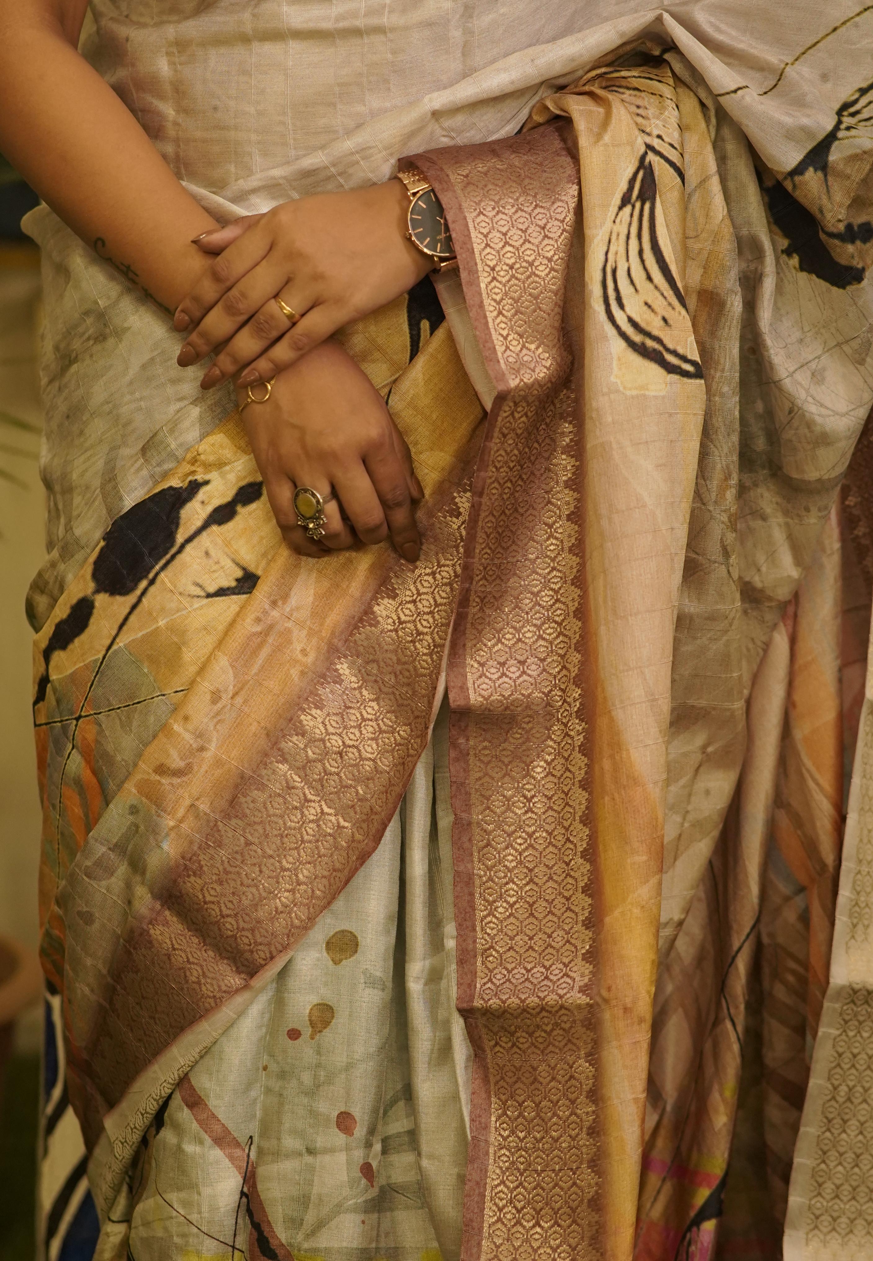 Grey Dola Silk saree