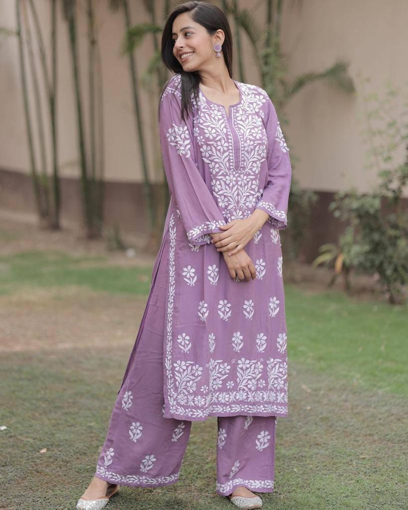 Rayon Embroidered Top and Sharara Set