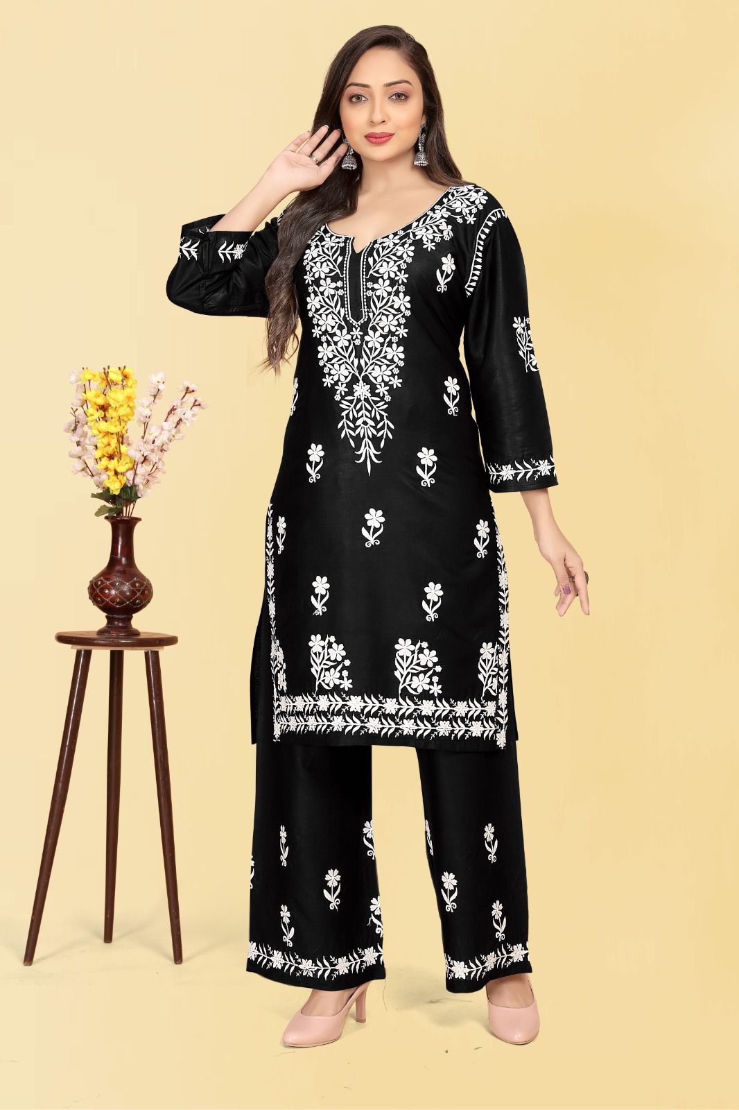 Elegant Rayon Embroidered Ensemble - Available in Sizes M to 4XL