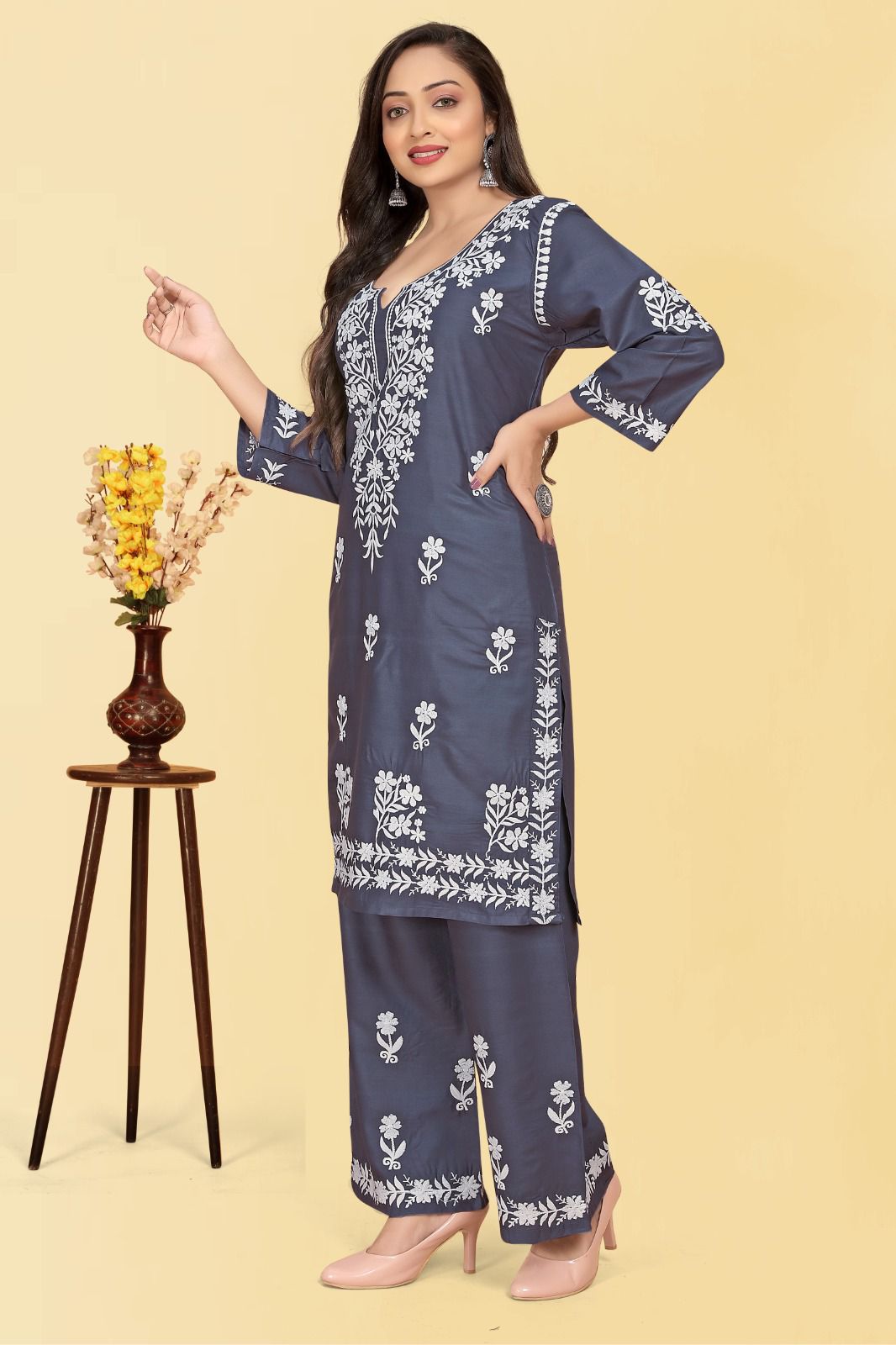 Elegant Rayon Embroidered Ensemble - Available in Sizes M to 4XL