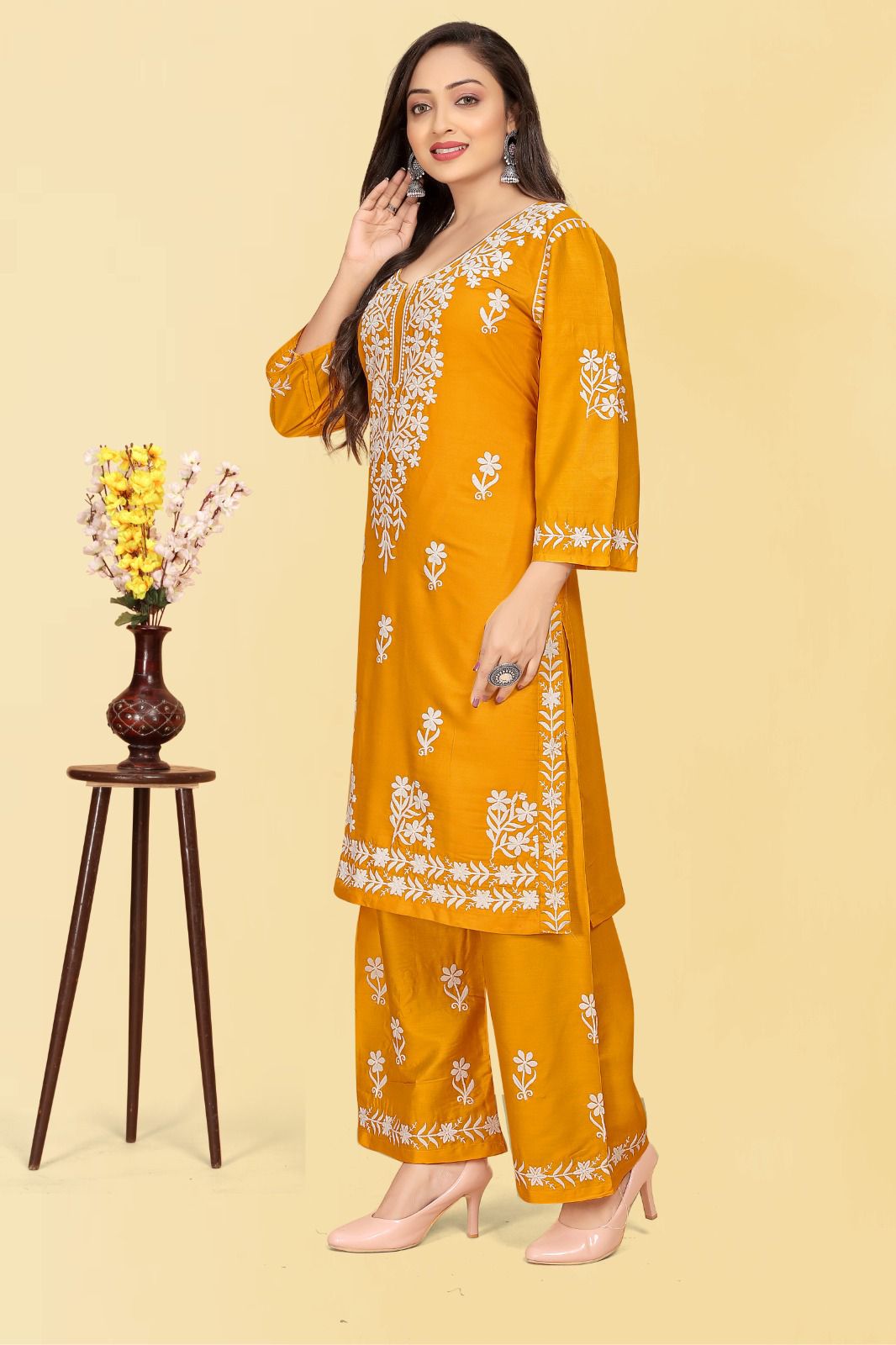 Elegant Rayon Embroidered Ensemble - Available in Sizes M to 4XL