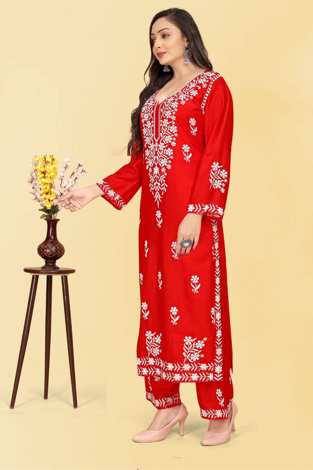 Elegant Rayon Embroidered Ensemble - Available in Sizes M to 4XL