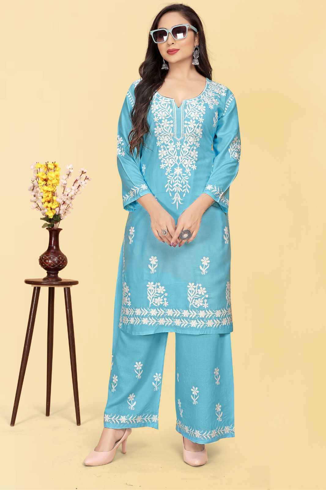 Elegant Rayon Embroidered Ensemble - Available in Sizes M to 4XL