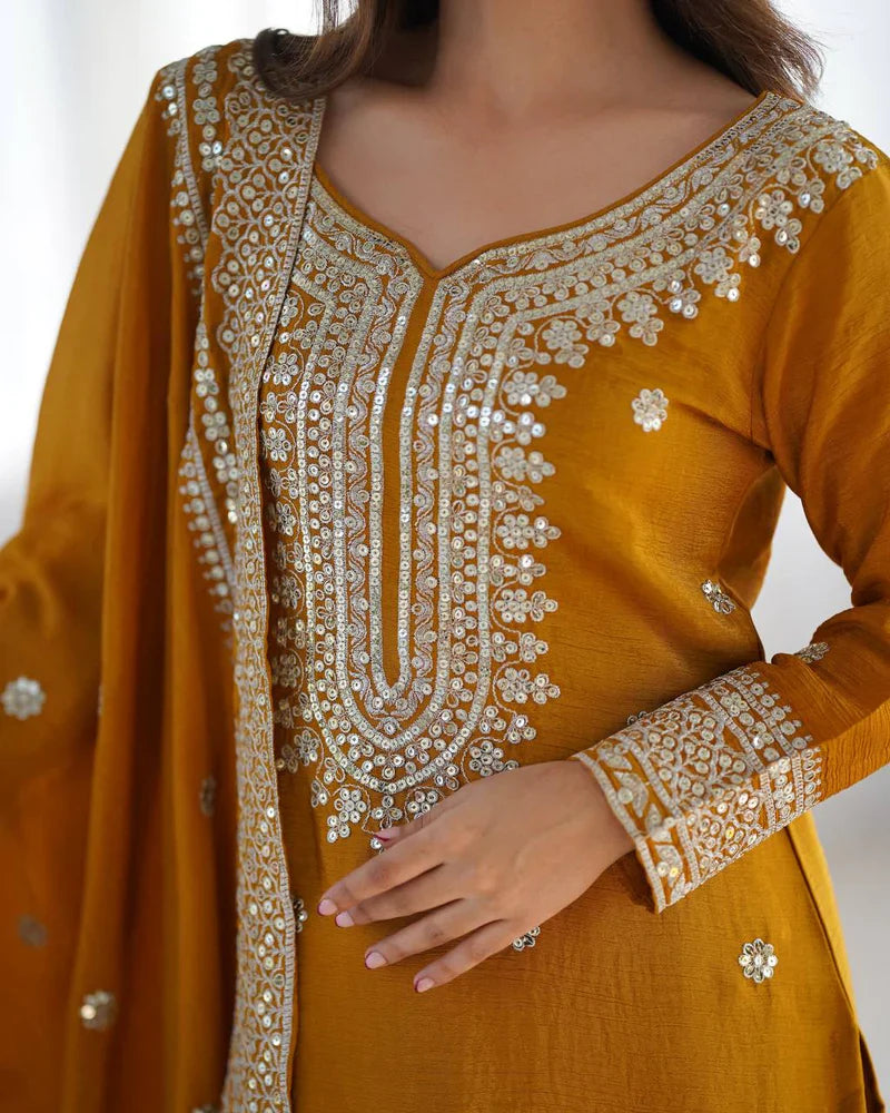 Mustard Color Premium Designer Sharara Set