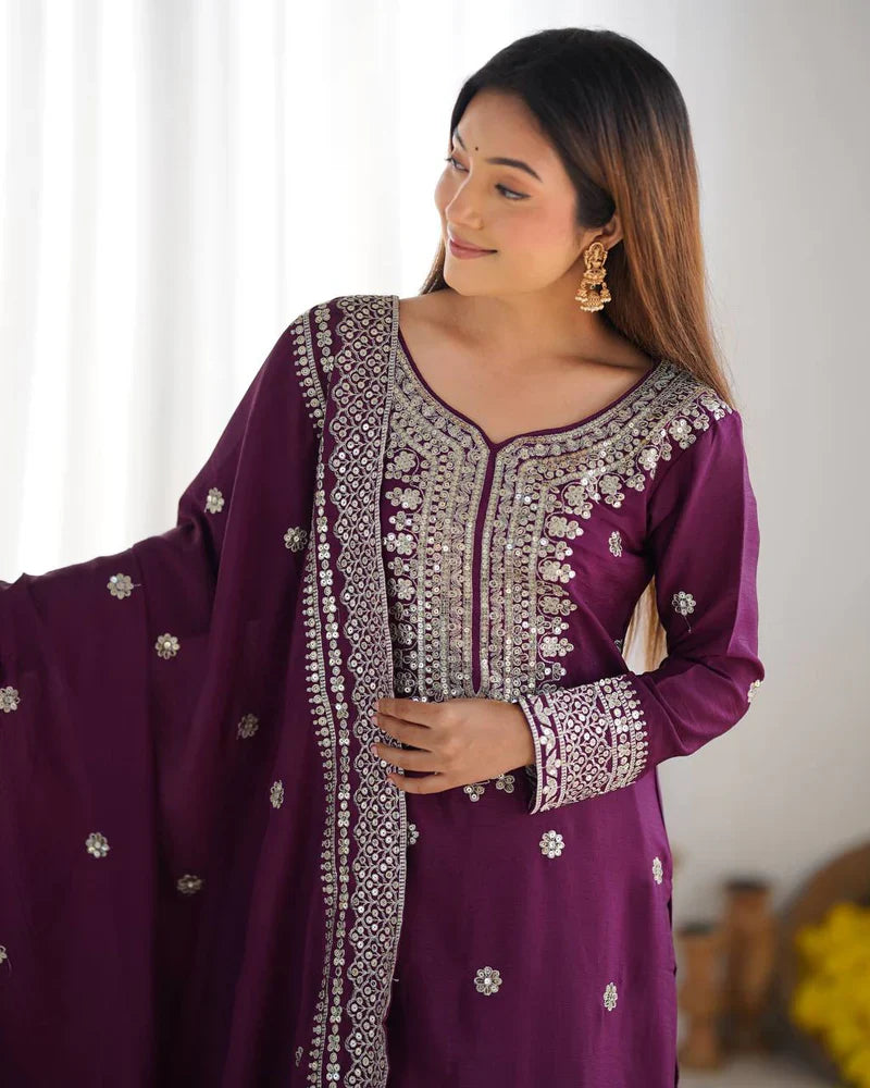 Wine Color Premium Designer Sharara Set