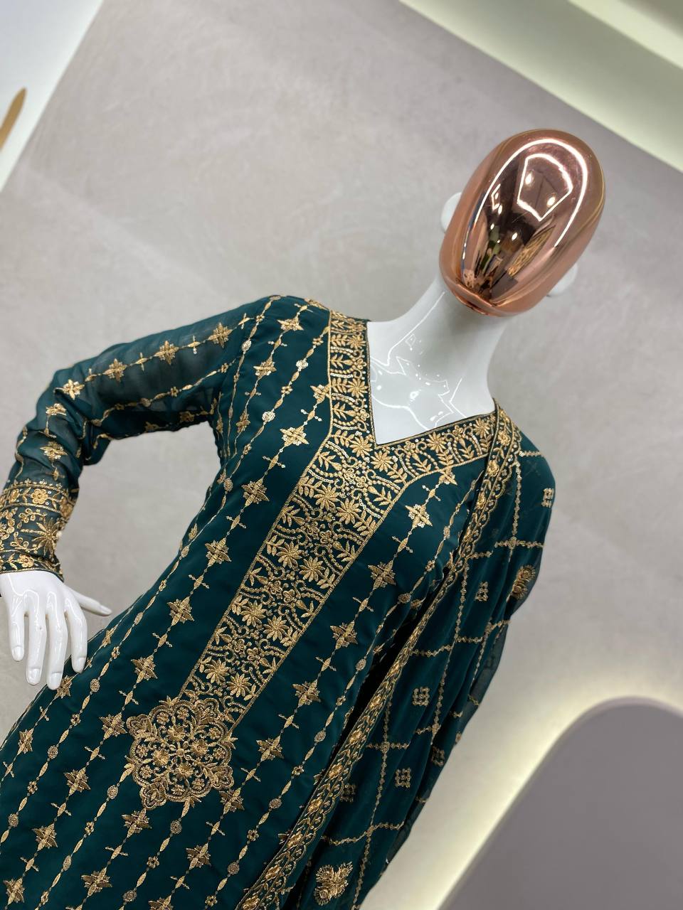 Eid Special: Faux Georgette Sequence Embroidery Work Suit with Stitched Pant and Dupatta