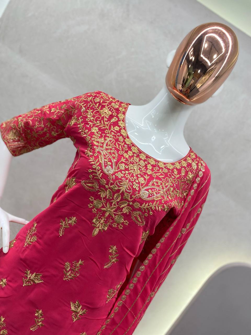 Eid Special: Faux Georgette Sequence Embroidery Work Suit with Stitched Pant and Dupatta